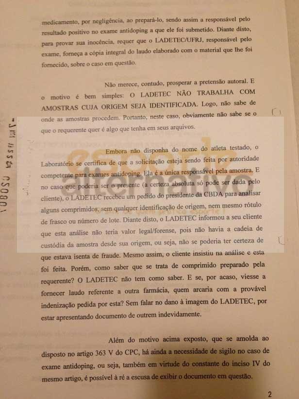 Documentos obtidos pelo Esporte Alternativo revelam que a CBDA errou ao pedir para a Ladetec analisar amostras sem qualquer identificação de origem / Foto: Esporte Alternativo